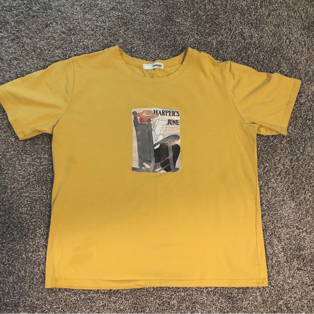 Women’s T-Shirt with Cute Logo in Light Mustard Yellow Color